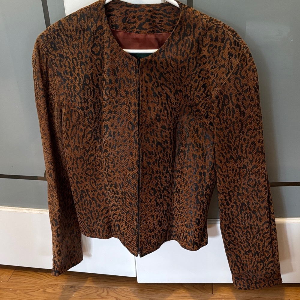 Danier Brown Leopard Print Women's Blazer